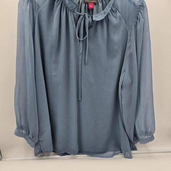 Vince Camuto Blue Flowy Boho Minimalist Blouse Large - Picture 2 of 13